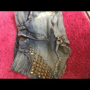Studded jean shorts